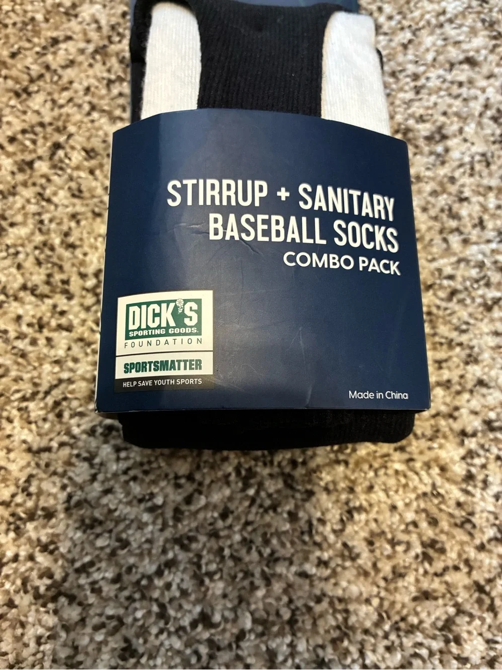 DSG Stirrup & Sanitary Baseball Socks Combo Pack - White Socks and Black Stirrup